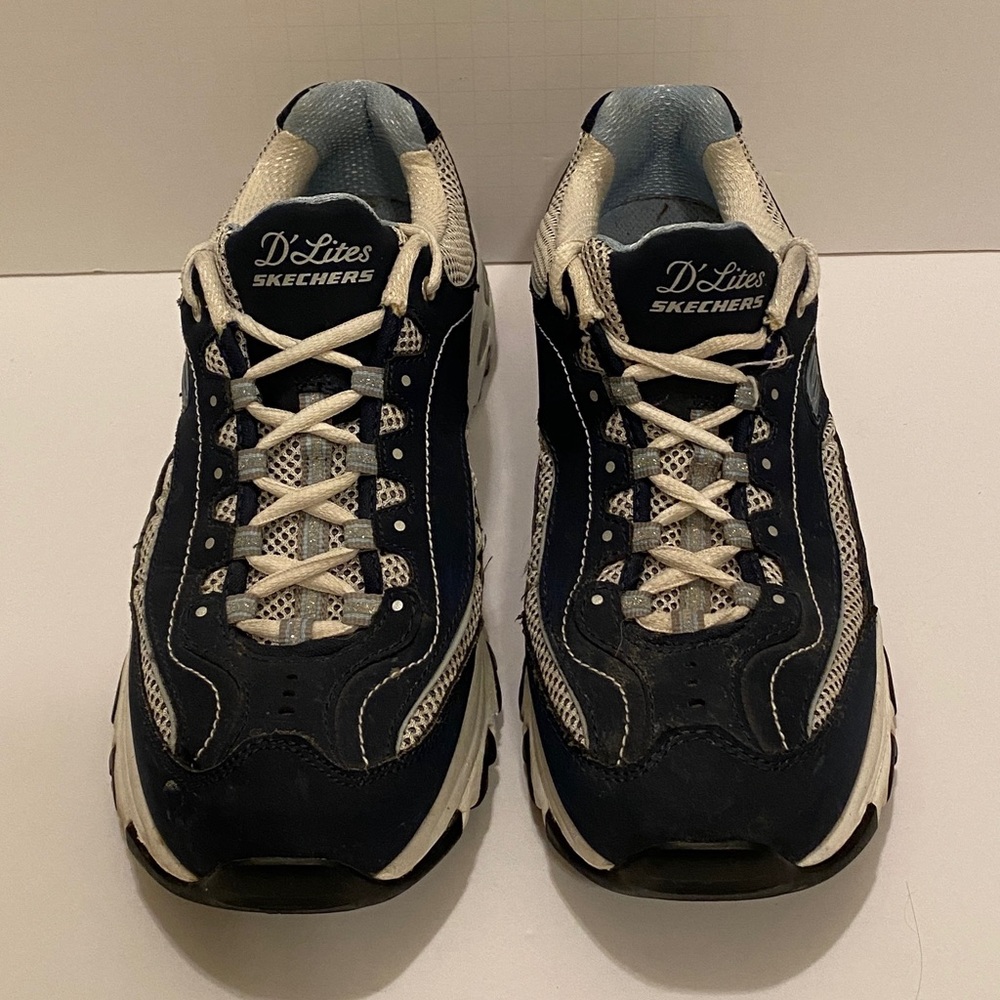 Skechers D'Lites Women's Shoes Blue White Walking Sneakers - 7.5